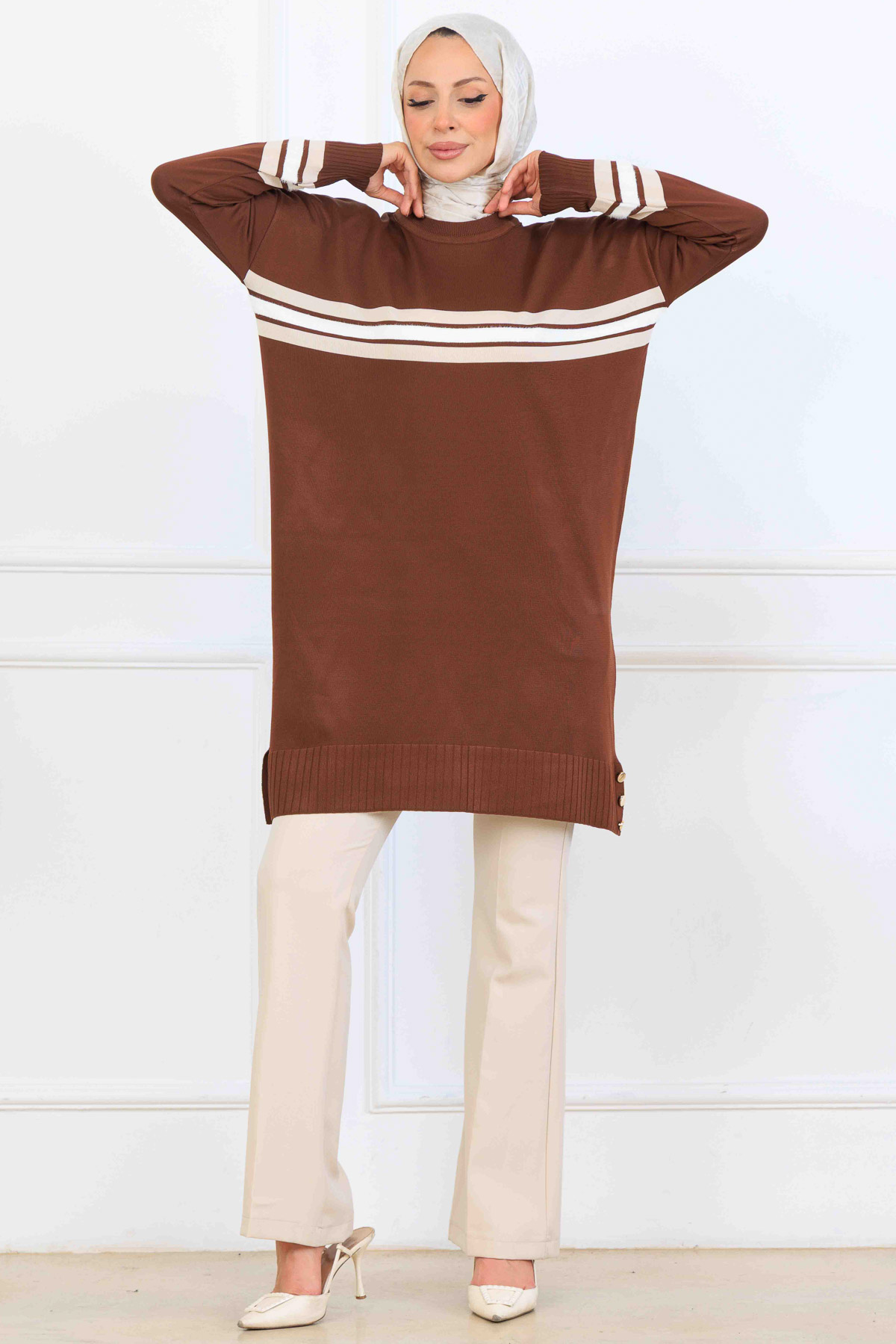 Mercerized Tunic With Stripe Detail