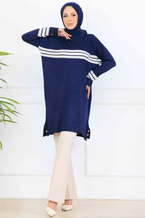 Mercerized Tunic With Stripe Detail
