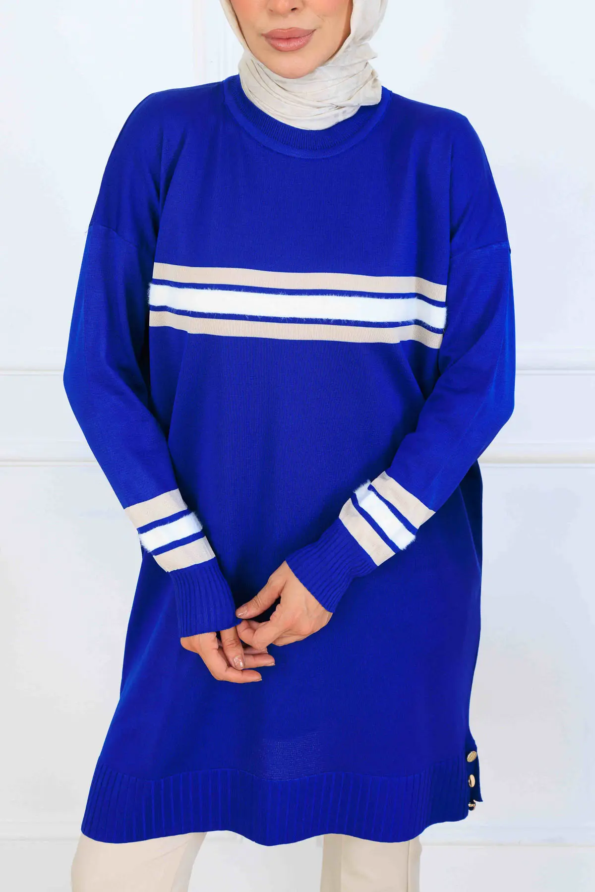 Mercerized Tunic With Stripe Detail-detail