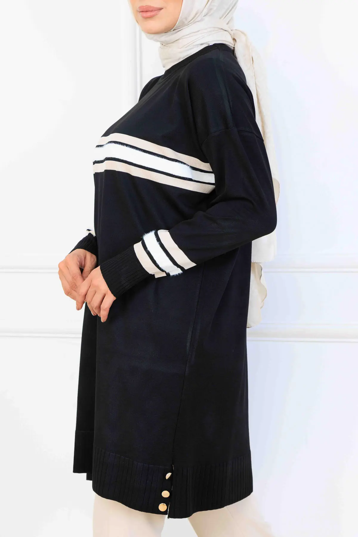 Mercerized Tunic With Stripe Detail-detail