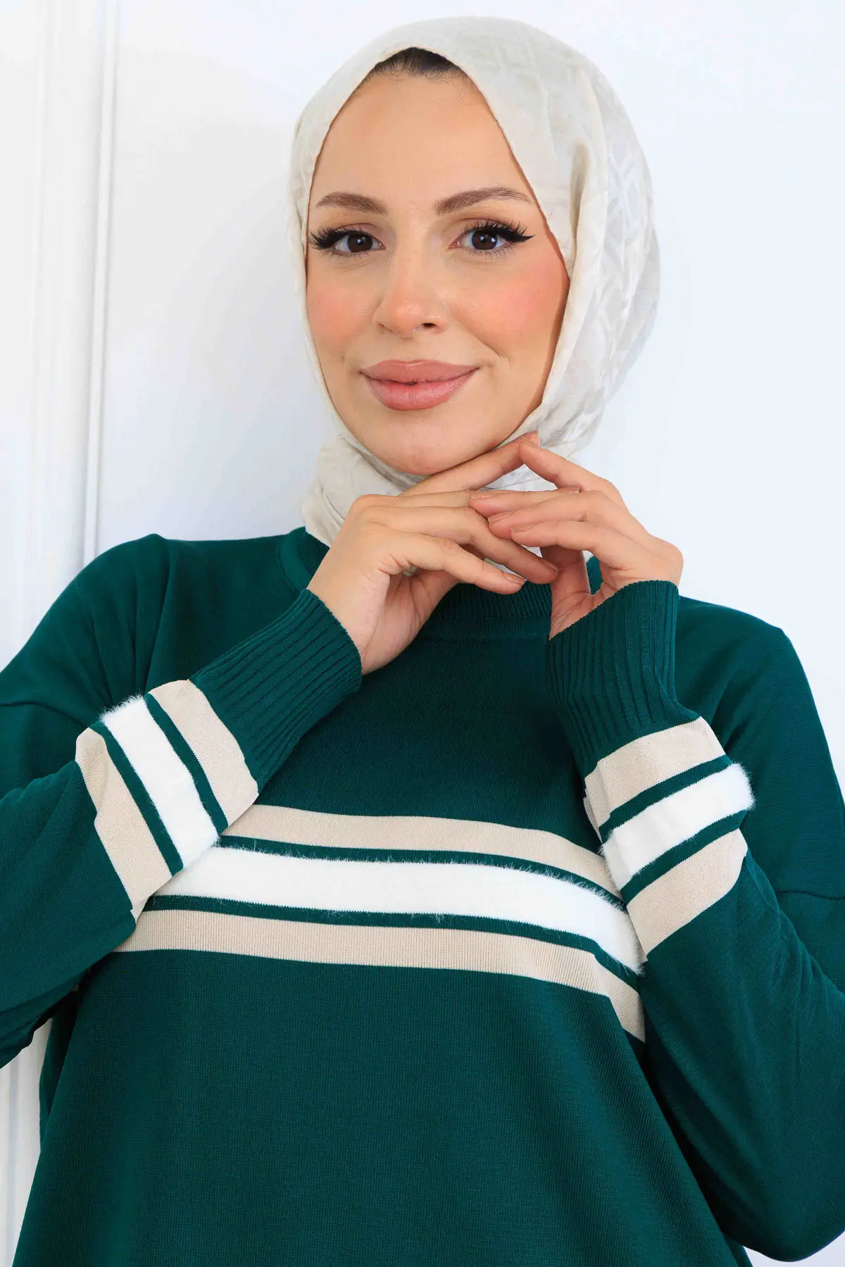 Mercerized Tunic With Stripe Detail-detail