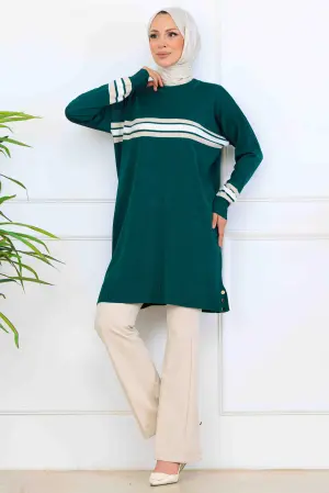 Mercerized Tunic With Stripe Detail