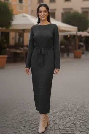 Mesh Knitted Dress With Diamond Pattern