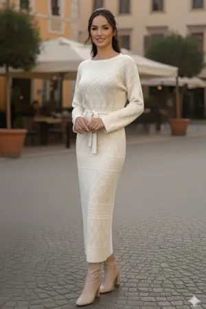 Mesh Knitted Dress With Diamond Pattern