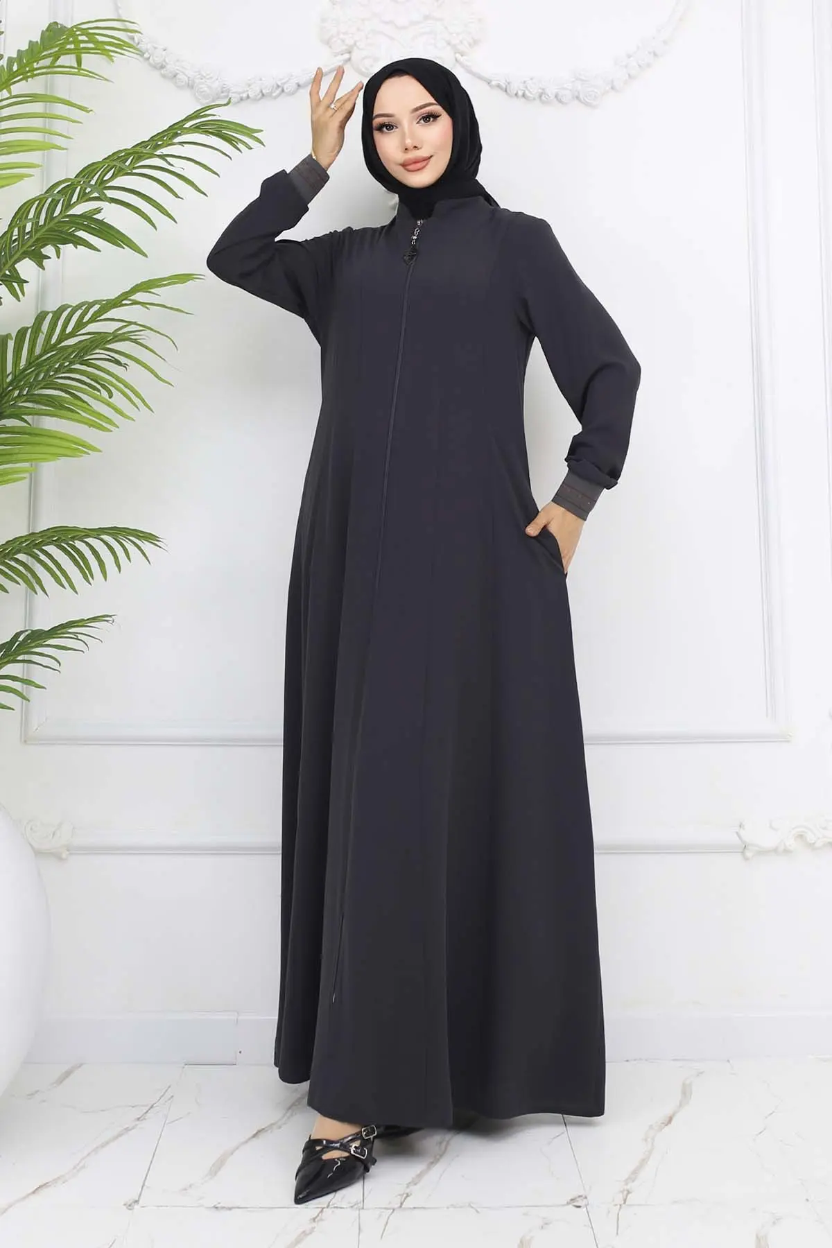 Mevlana Abaya With Elastic Sleeves-detail