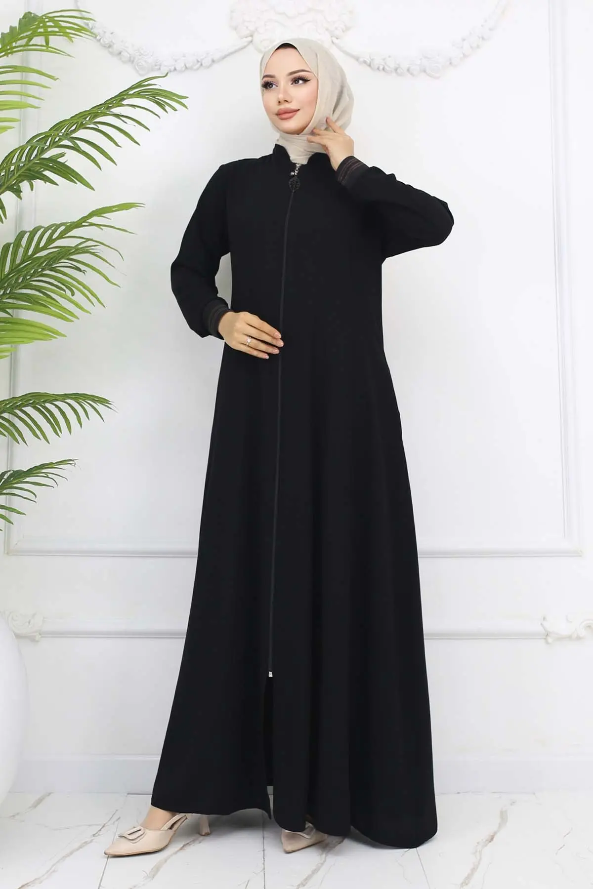 Mevlana Abaya With Elastic Sleeves-detail
