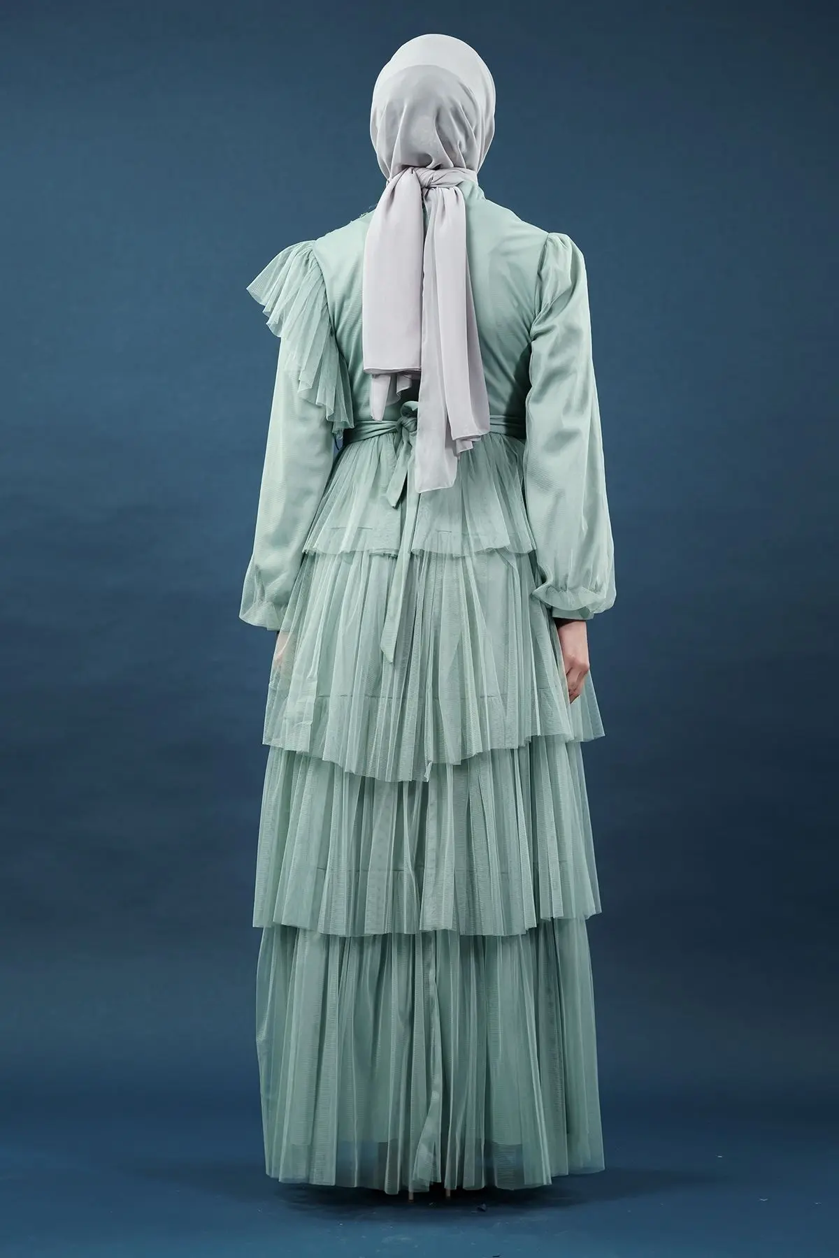 Mint Color Evening Dress-detail