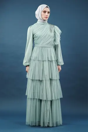 Mint Color Evening Dress