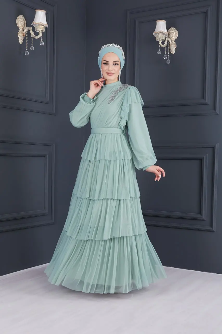 Mint Color Evening Dress