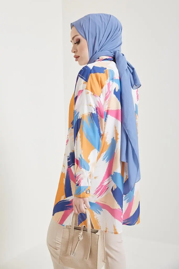 Mustard Patterned Hijab Shirt-detail