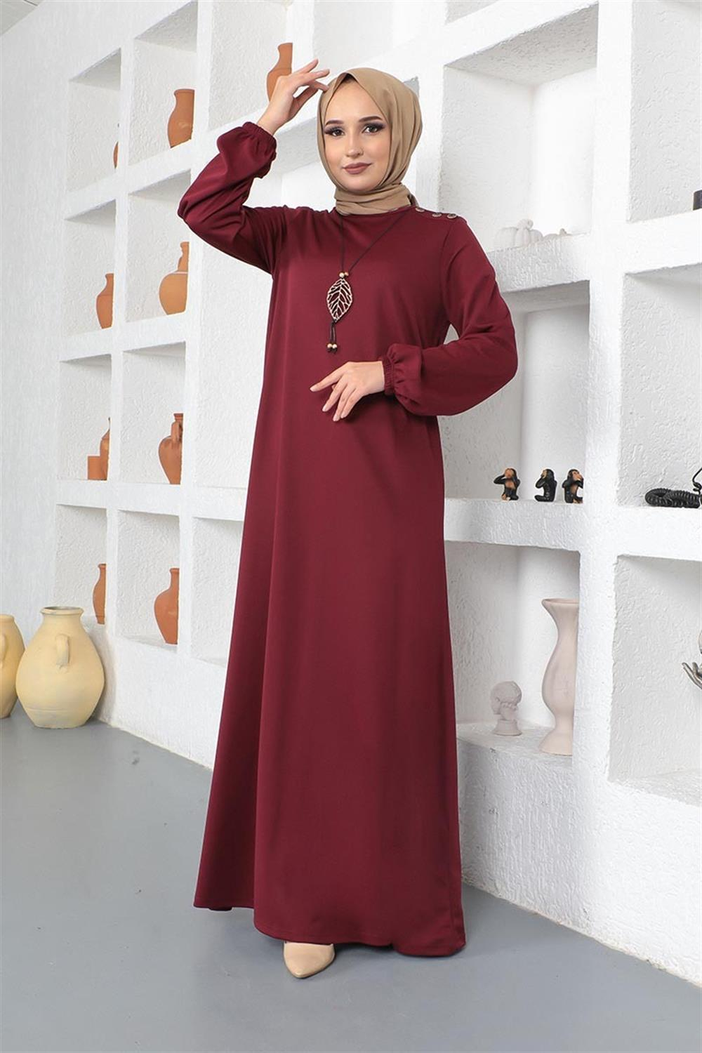 Necklace Crew Neck Hijab Dress