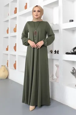 Necklace Crew Neck Hijab Dress