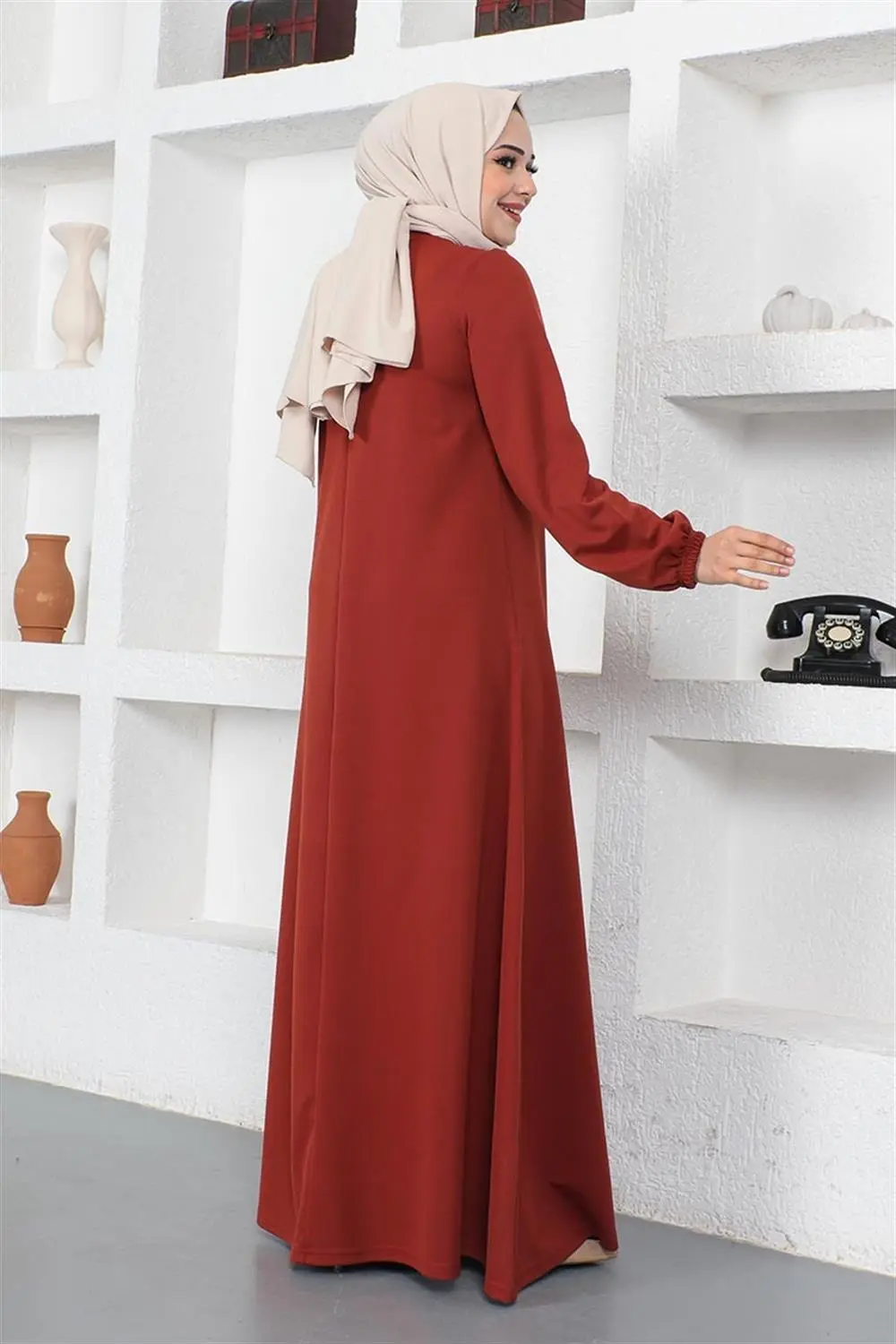 Necklace Crew Neck Hijab Dress-detail