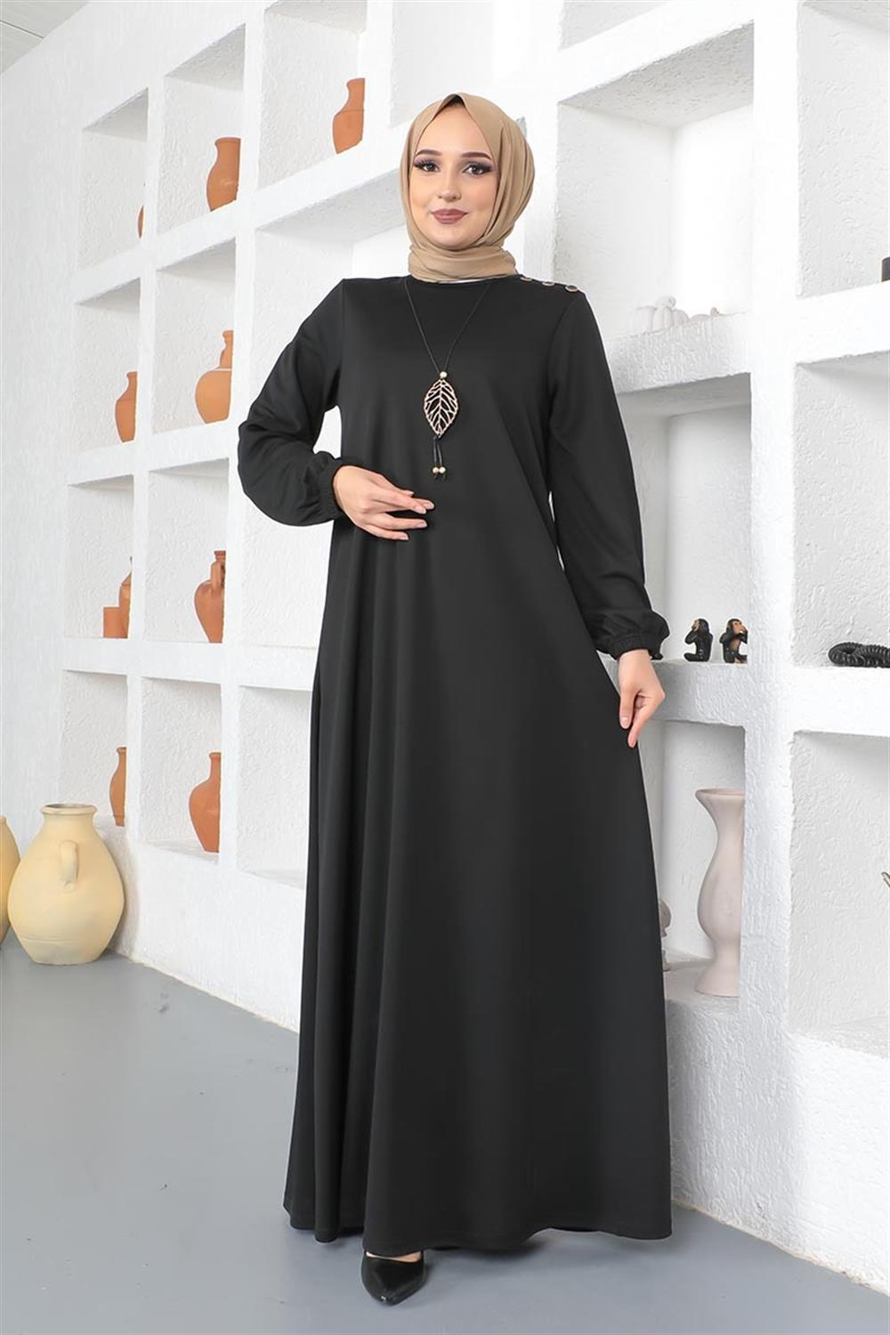 Necklace Crew Neck Hijab Dress