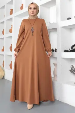 Necklace Crew Neck Hijab Dress