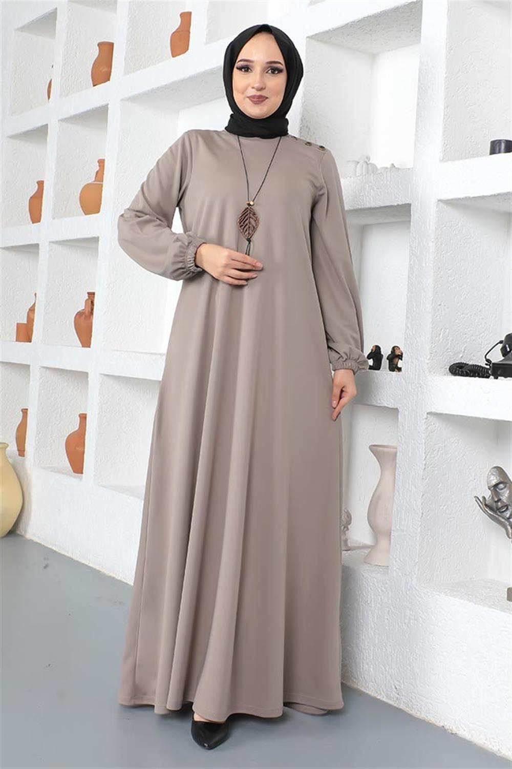 Necklace Crew Neck Hijab Dress