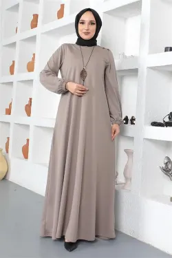 Necklace Crew Neck Hijab Dress