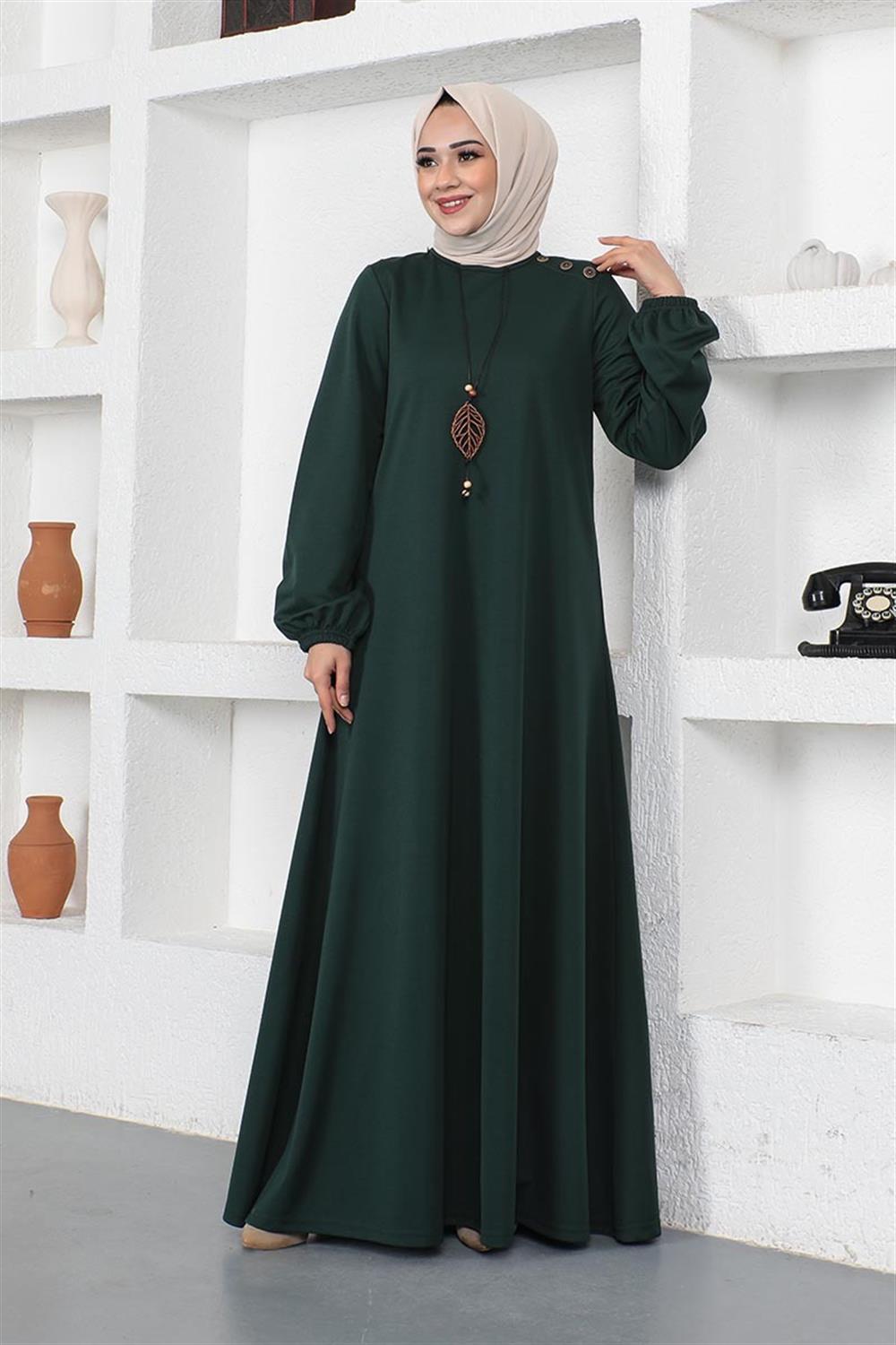Necklace Crew Neck Hijab Dress