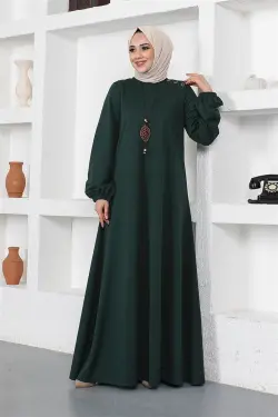Necklace Crew Neck Hijab Dress
