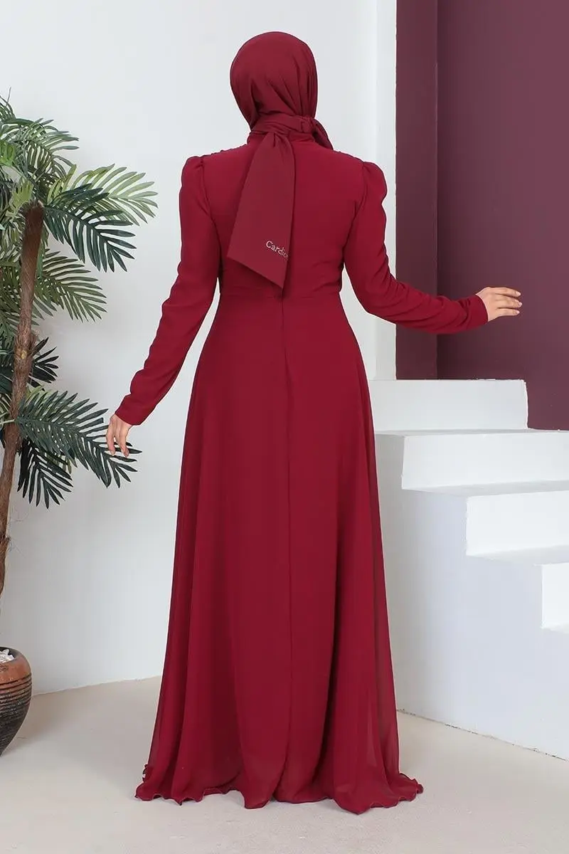 Necklace Hijab Evening Dress-detail