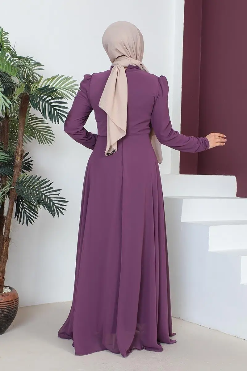 Necklace Hijab Evening Dress-detail