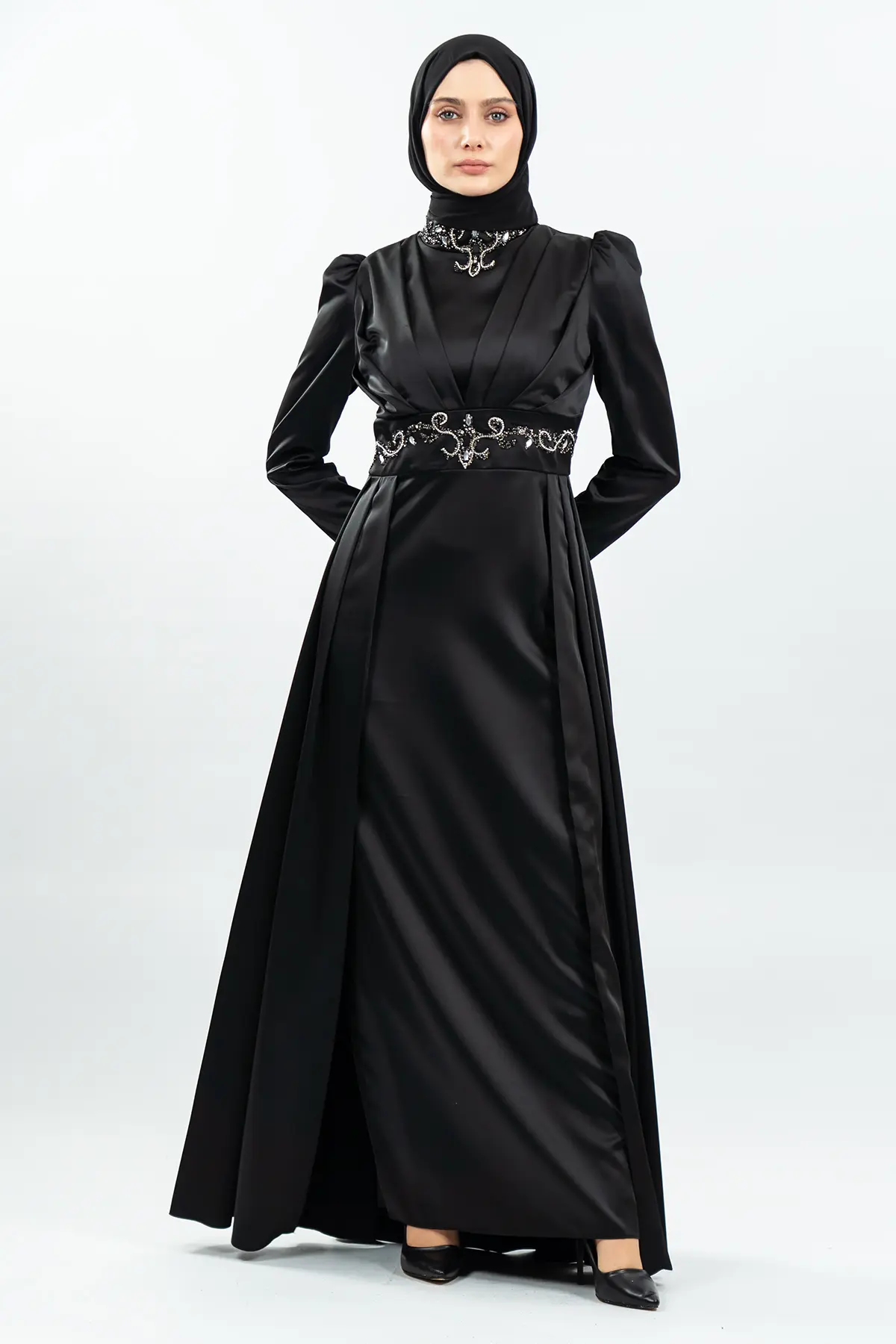 New Black Color Evening Dress-detail