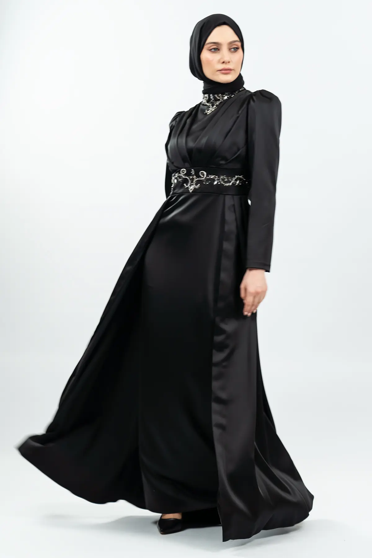 New Black Color Evening Dress-detail