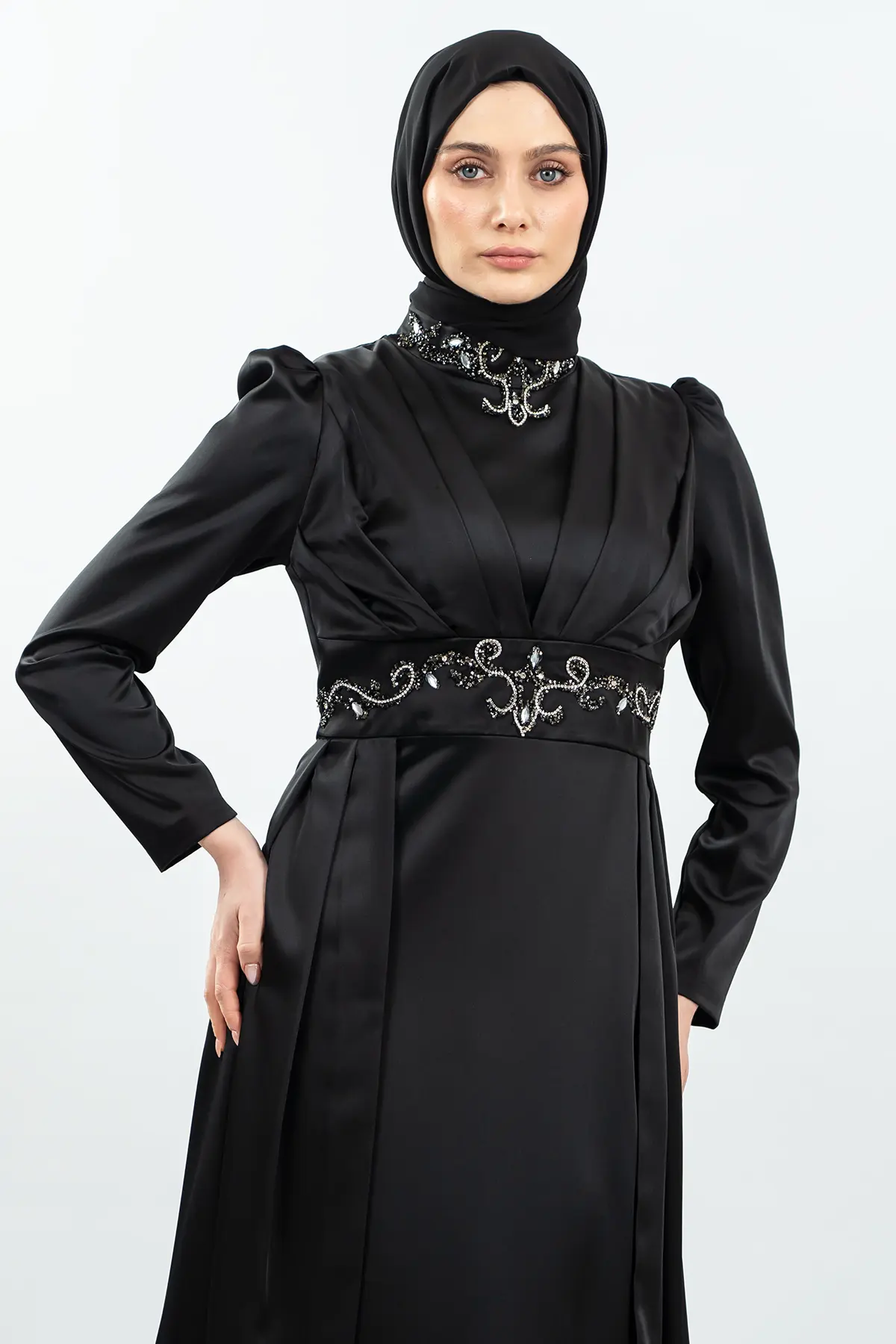 New Black Color Evening Dress-detail