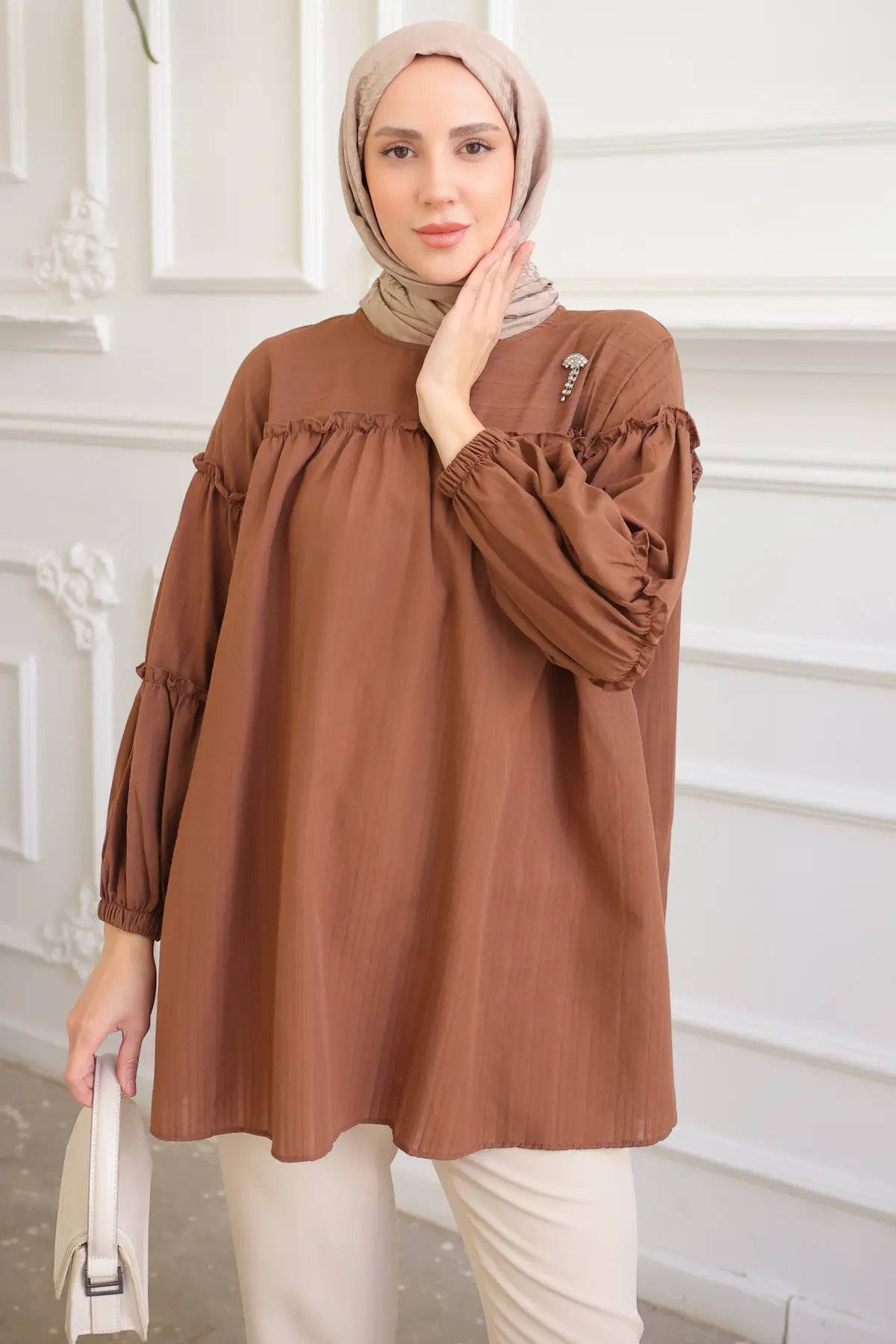 New Brooch Detailed Tunic-detail