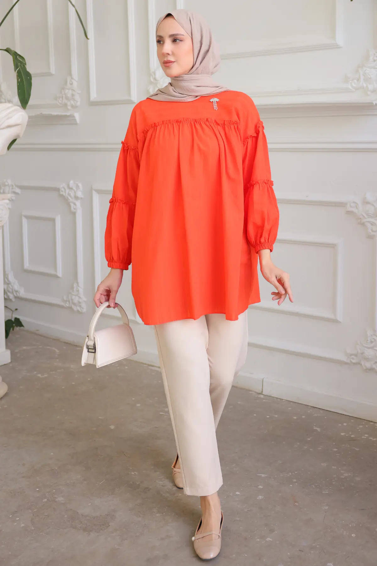 New Brooch Detailed Tunic-detail