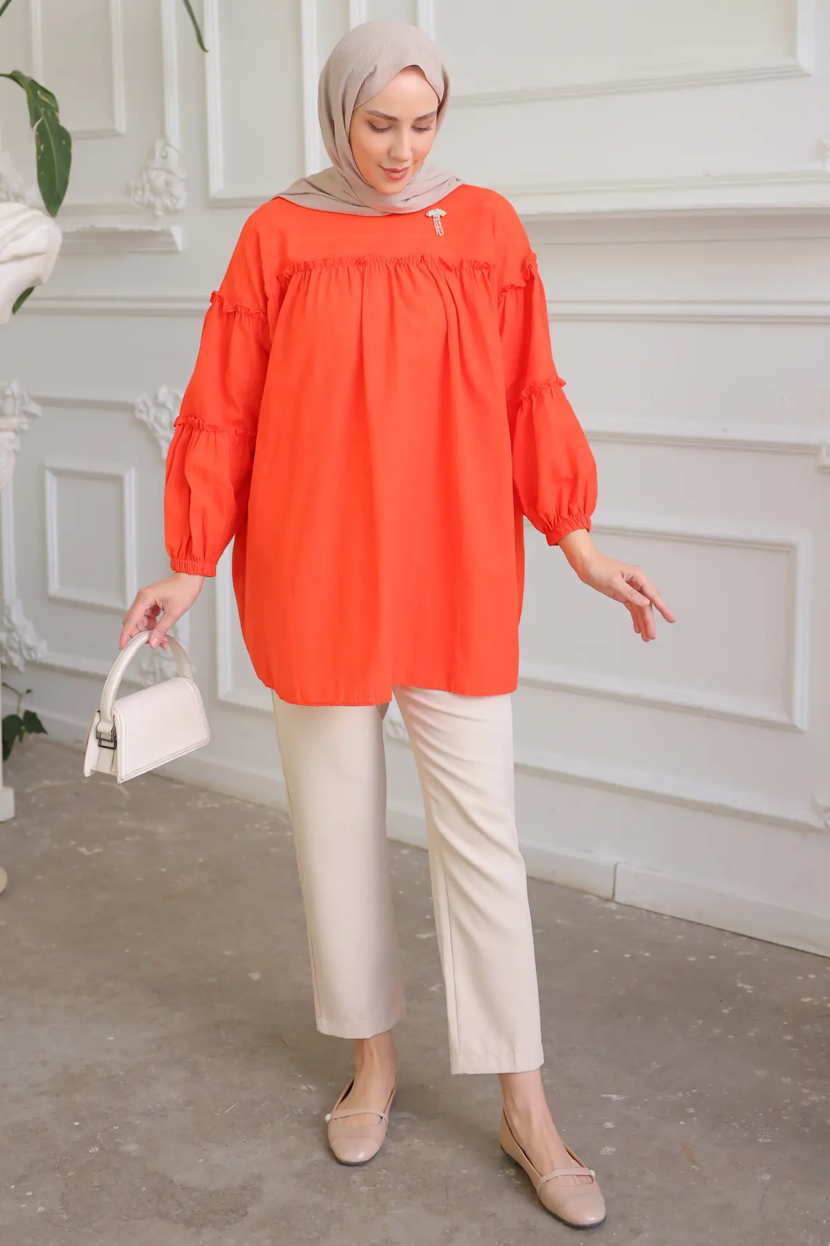 New Brooch Detailed Tunic-detail