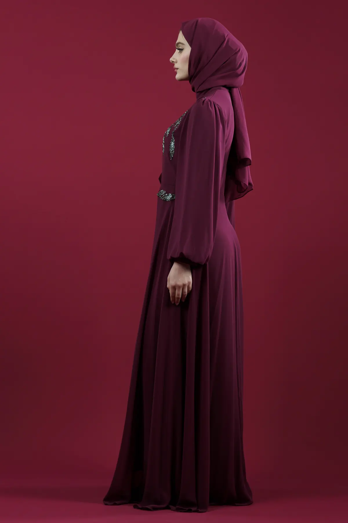 New Fushia Evening Dress-detail