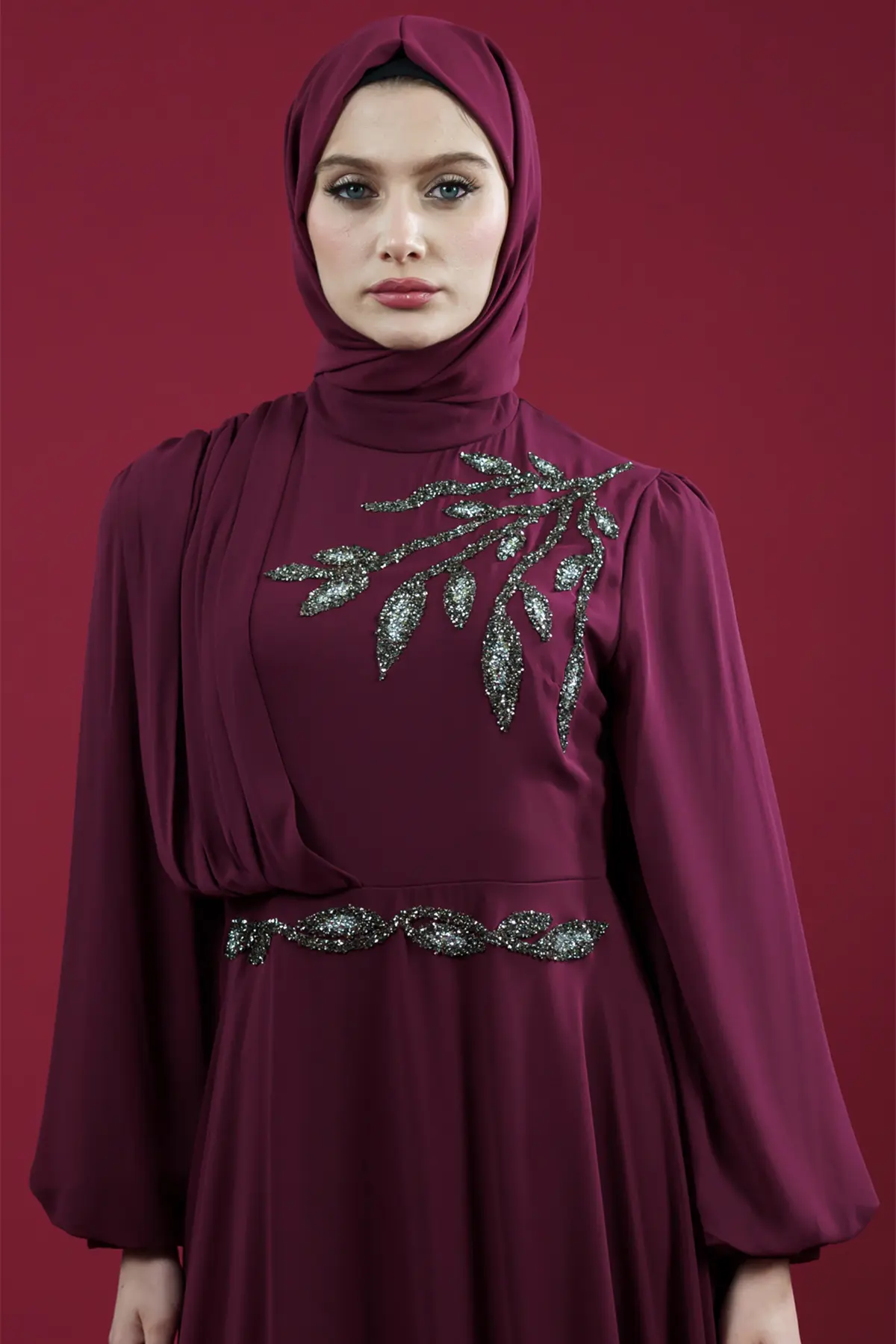 New Fushia Evening Dress-detail