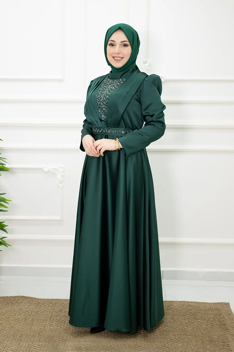 New Green Evening Dress-detail