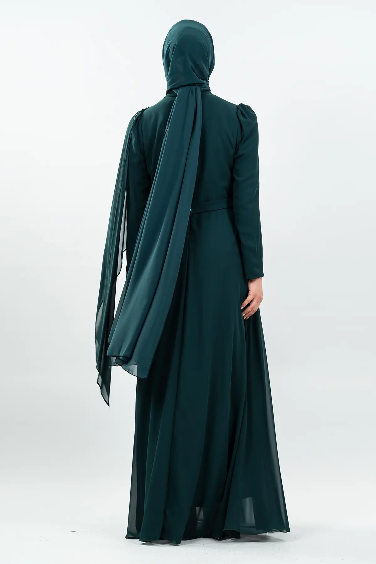 New Haki Color Evening Dress-detail