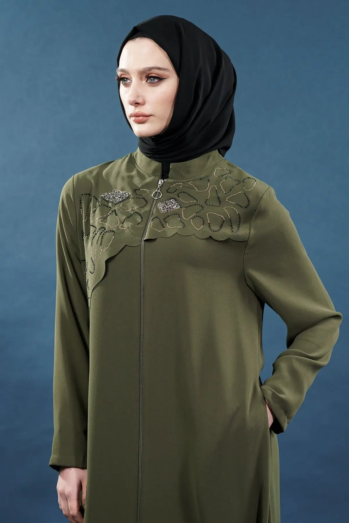 New Khaki Abaya-detail