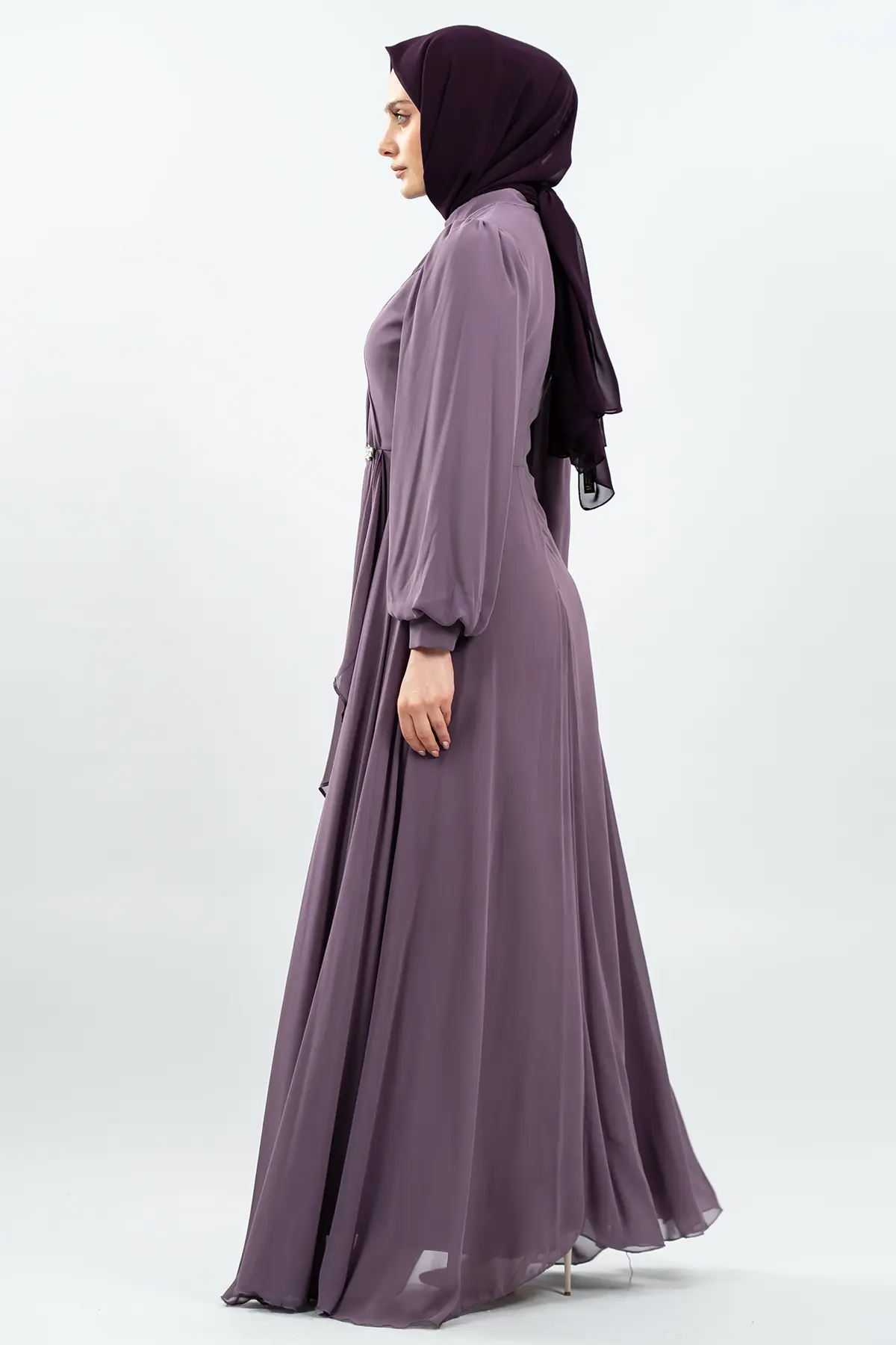 New Lila Color Evening Dress-detail