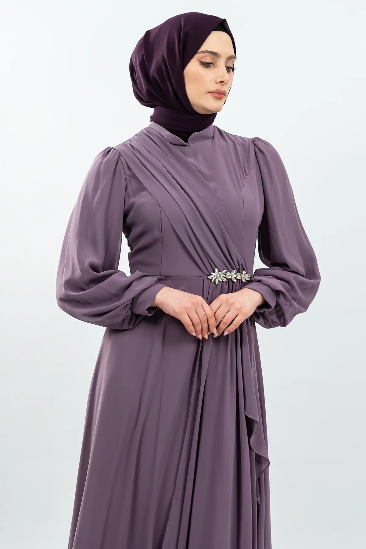 New Lila Color Evening Dress-detail