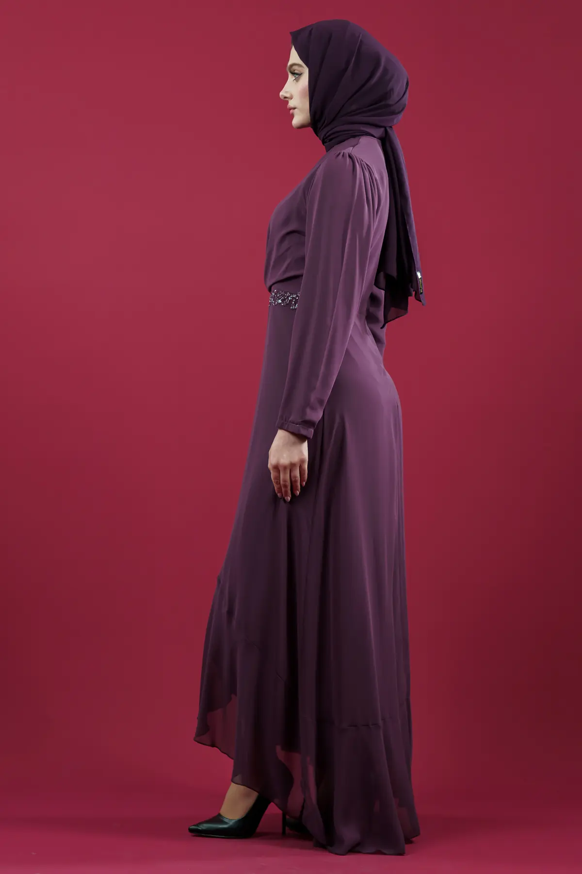 New Purple Evening Dress-detail