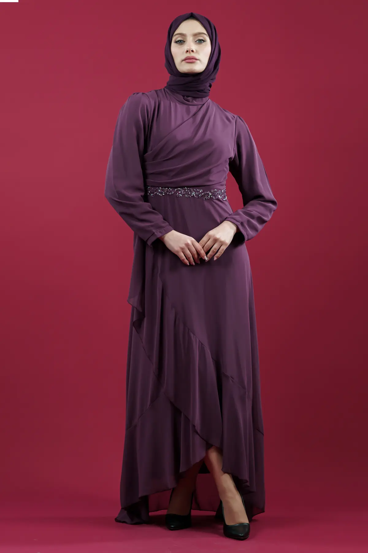 New Purple Evening Dress-detail