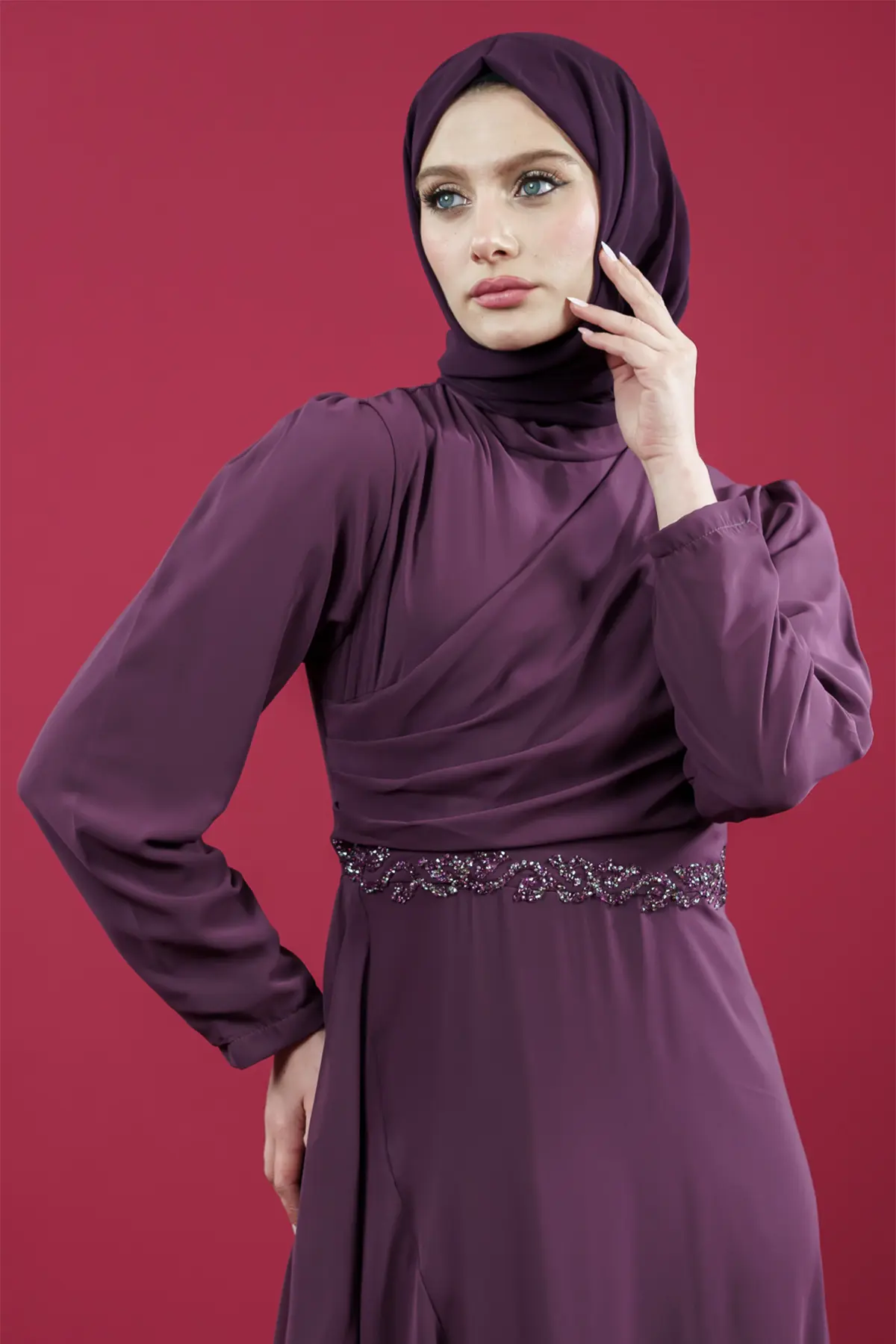 New Purple Evening Dress-detail