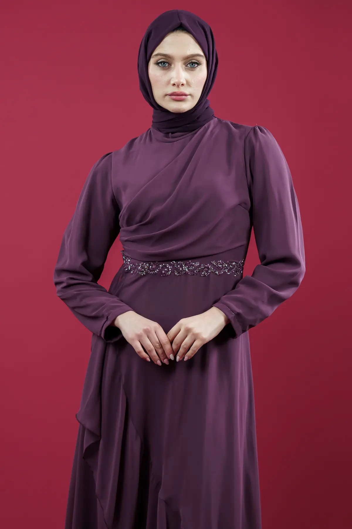 New Purple Evening Dress-detail