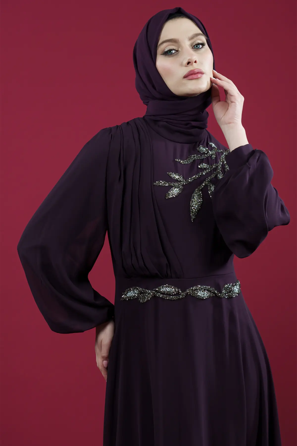 New Purple Evening Dress-detail