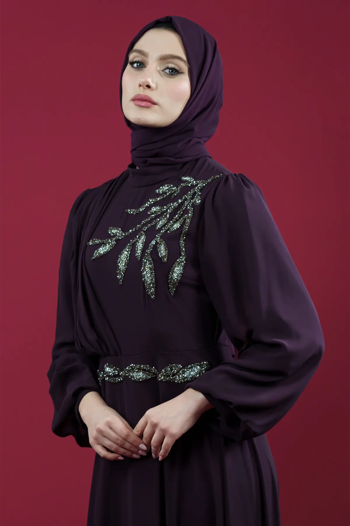 New Purple Evening Dress-detail