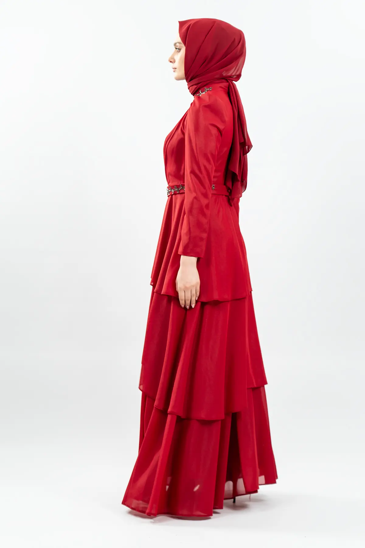 New Red Color Evening Dress-detail