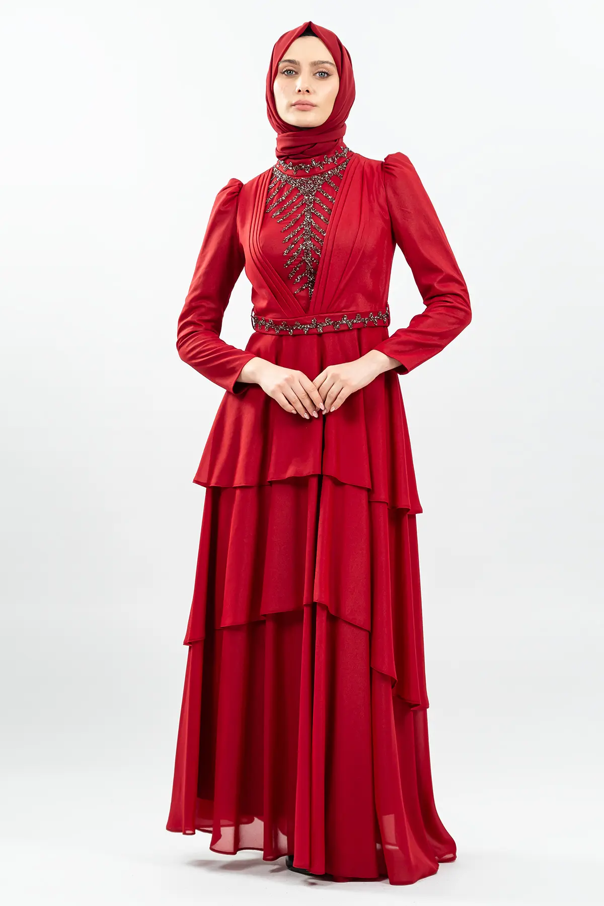 New Red Color Evening Dress-detail