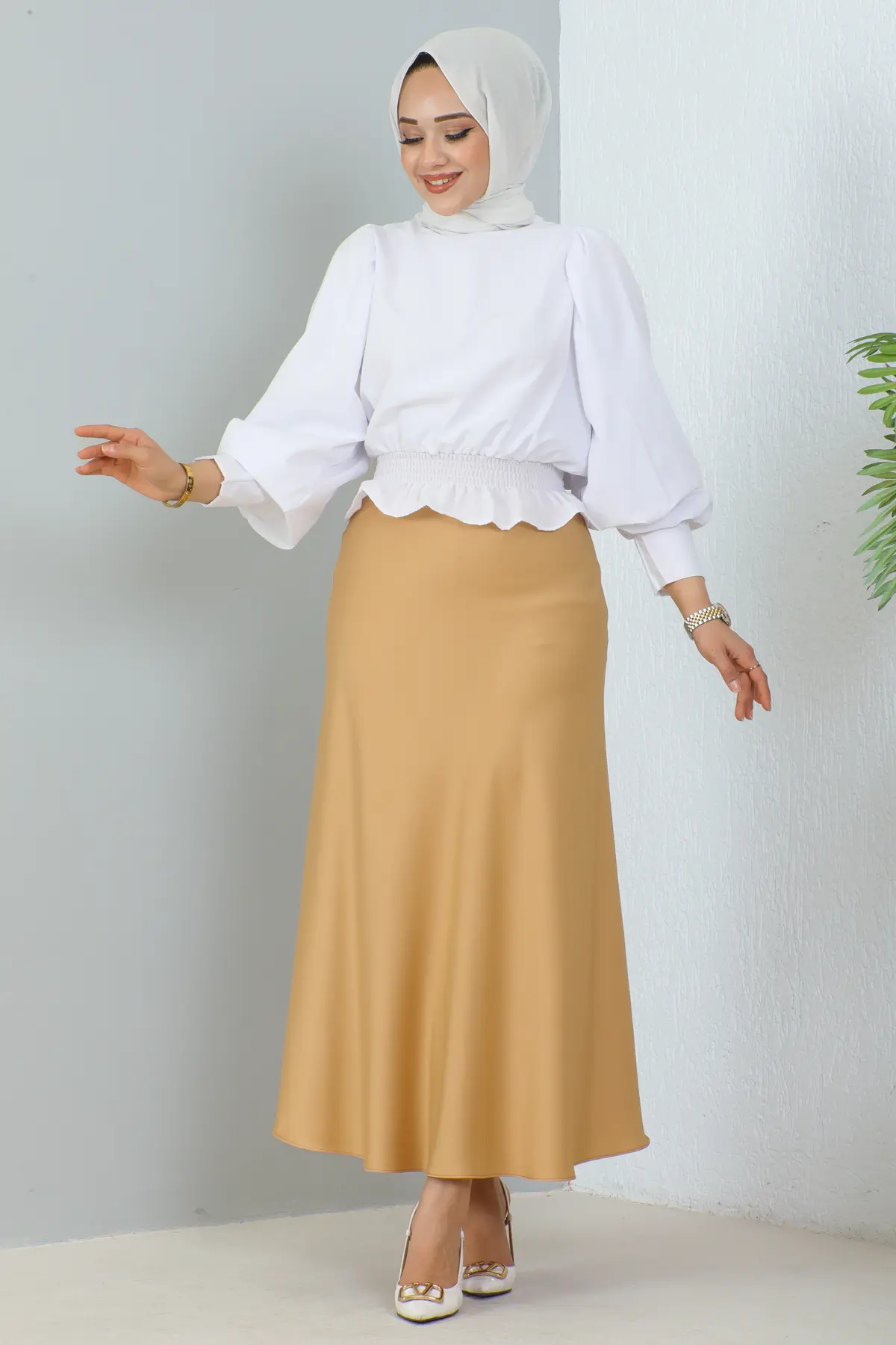 New Satin Skirt-detail