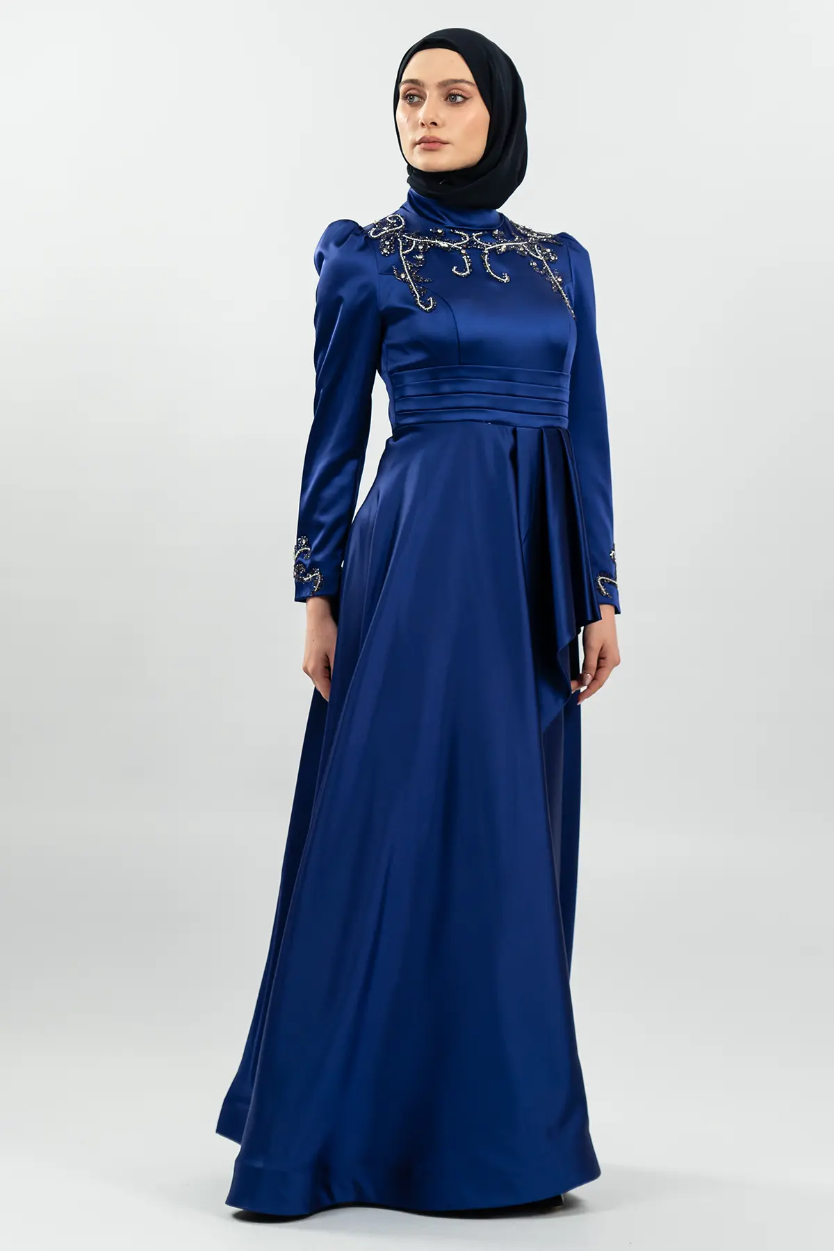 New Sax Color Evening Dress-detail