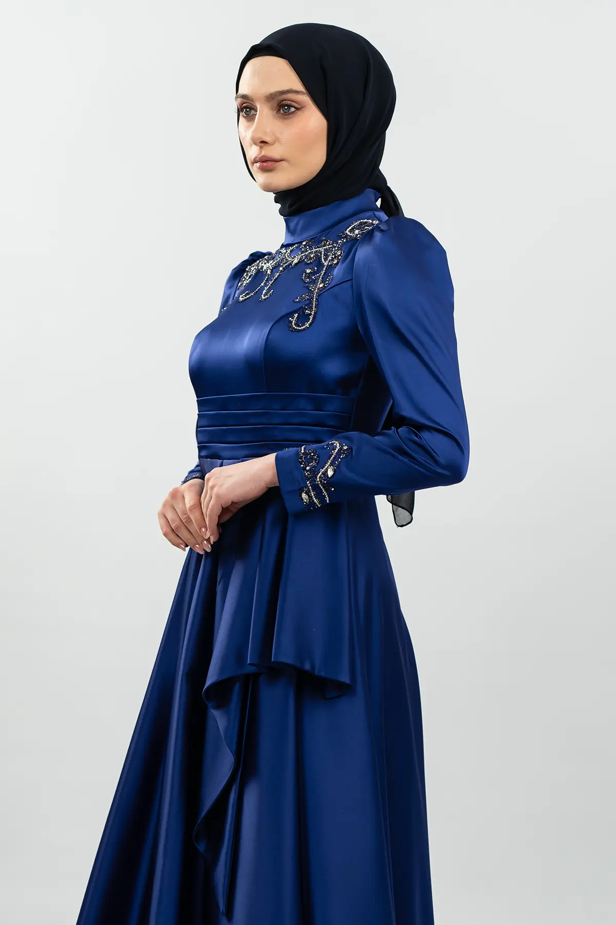 New Sax Color Evening Dress-detail