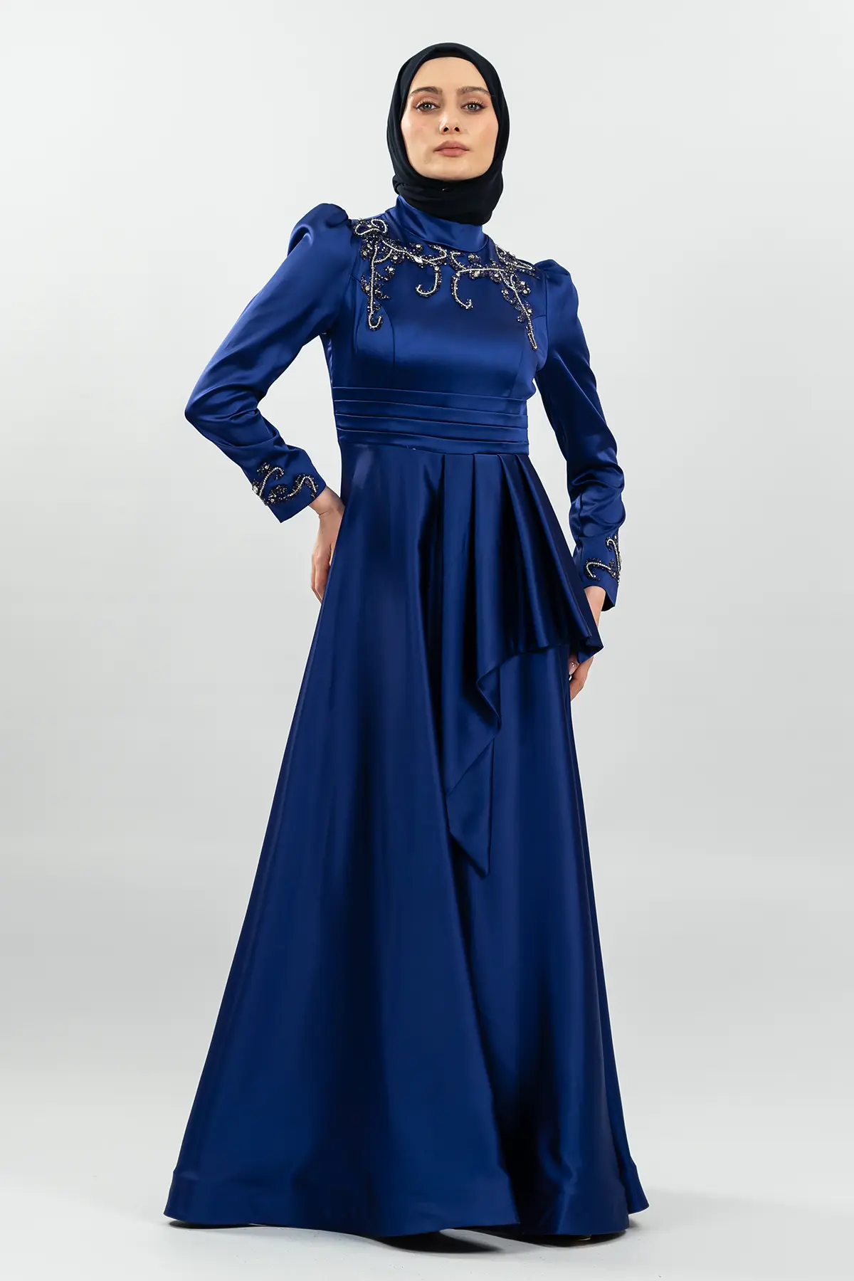 New Sax Color Evening Dress-detail